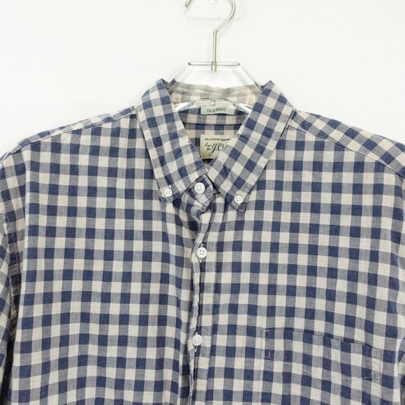 J Crew Shirt Mens Large Cotton Casual Button Up Check Blue Dress Classic - Picture 5 of 9